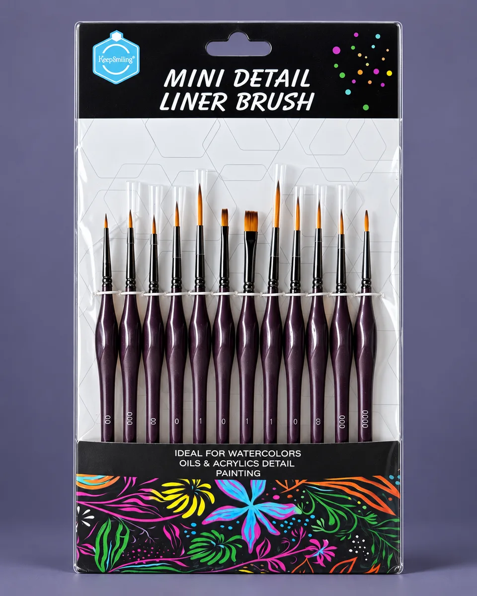 Keep smiling mini detail brush liner Brown - 12pcs